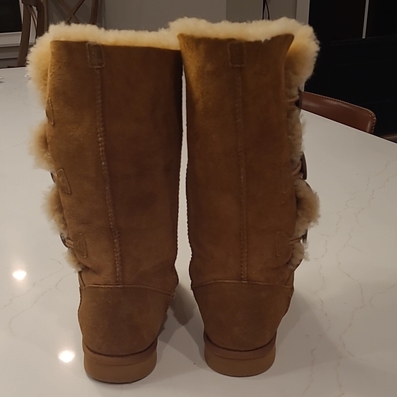 UGG Brown Shearling Button Boots - Picture 2 of 8